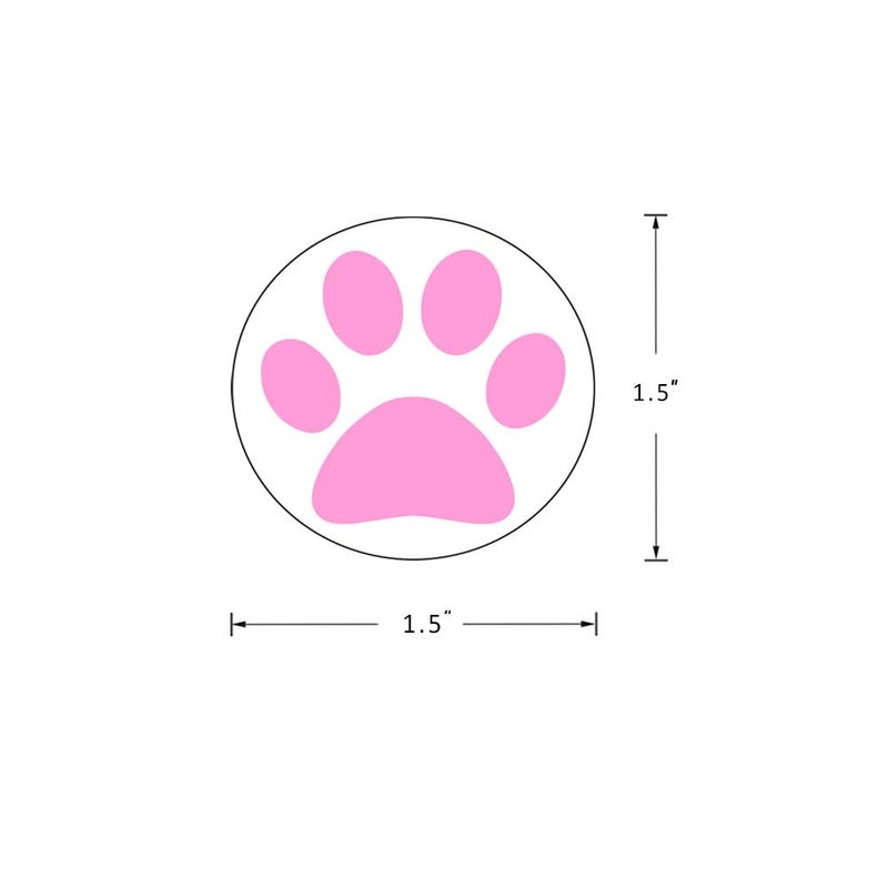 Hcode 1.5" Round Pink Bear Paw Print Stickers Dog Puppy Paw Stickers 500 Pieces per Roll - Image 3